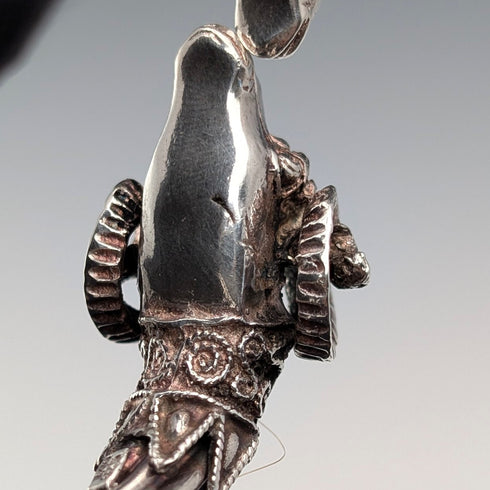 ヴィンテージ 純銀製 ラムズヘッド ヒンジバングル ブレスレット 42g